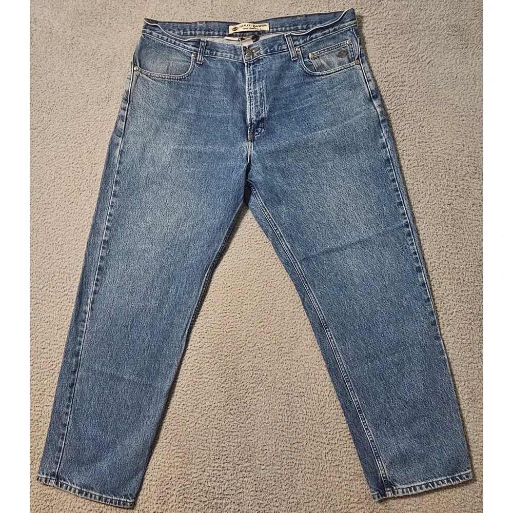 Harley Davidson Jeans Mens 40 x 32 Straight Blue Denim Cotton Motorcycle Biker